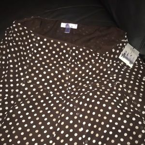 Chocolate brown polka dot Pleated flare skirt